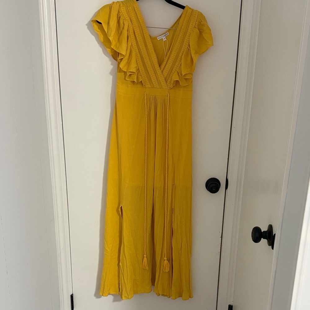 mustard yellow Baltic Born ruffle sleeve maxi dress